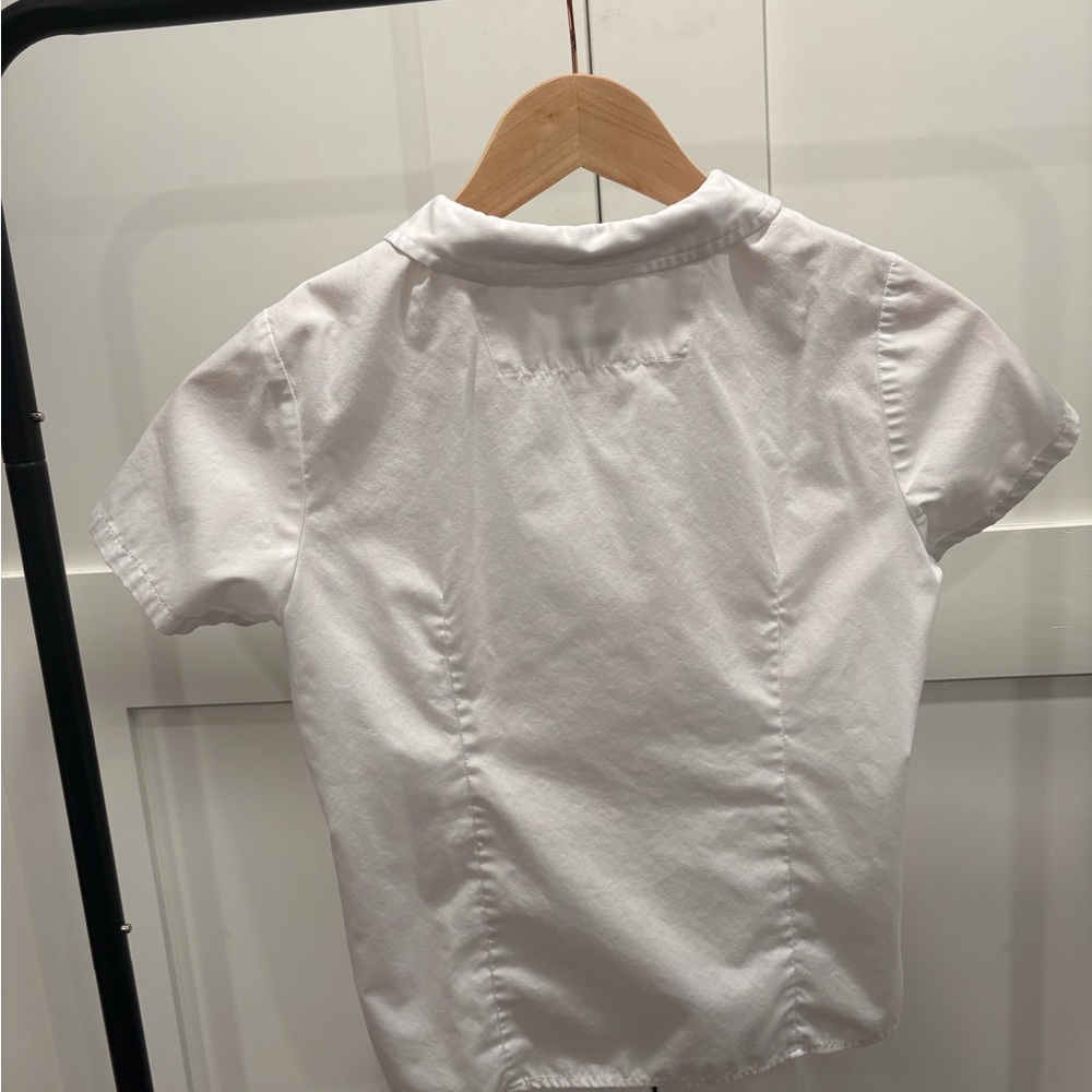 French Toast White Short-Sleeve Shirt with Contrasting Collar Trim - Picture 3 of 3